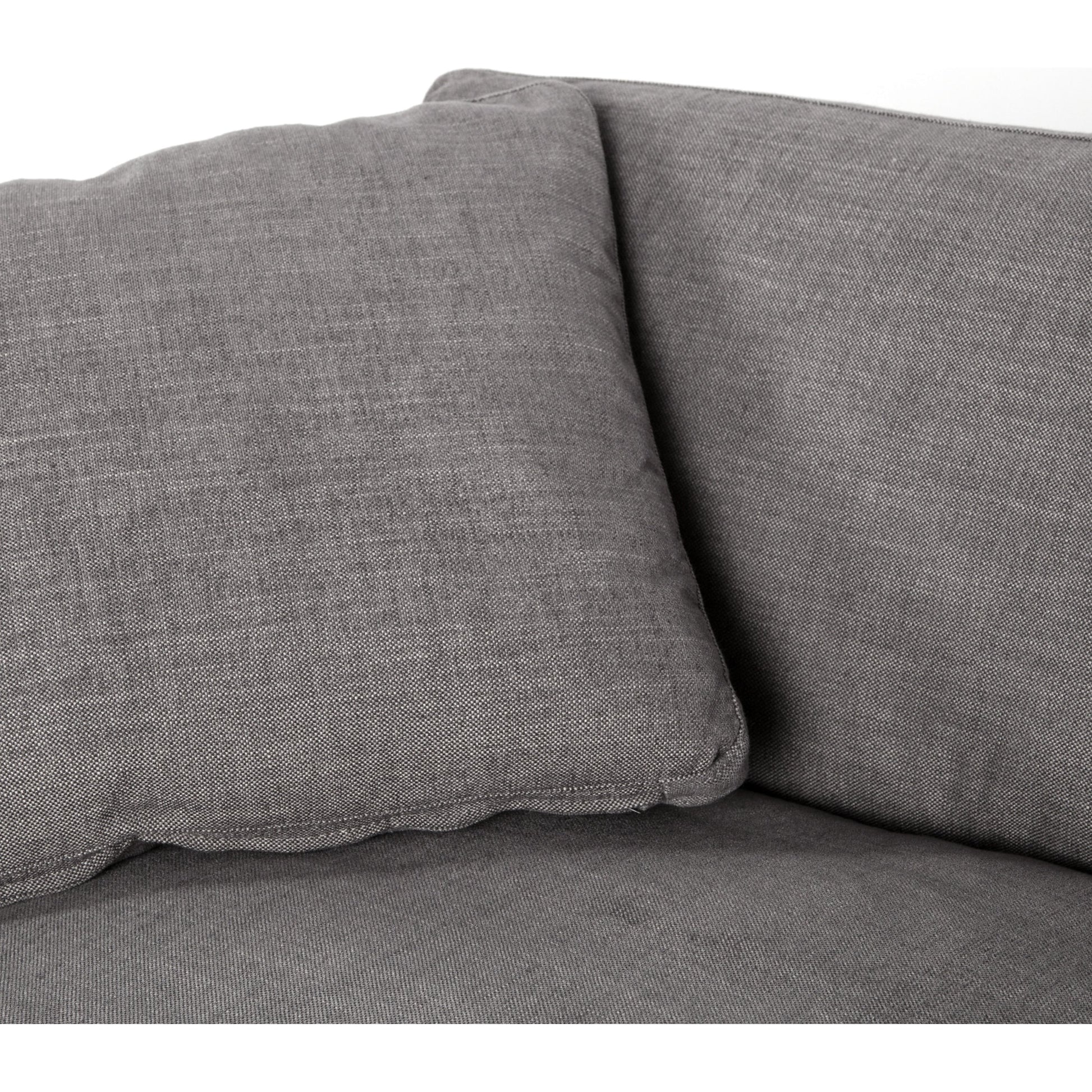 Plume 136" 2-PC Sectional by Four Hands in thames cream. Made from 66% polyester, 19% acrylic, 15% flax, linen, poplar plywood, 60% waterfowl feather, 40% polyester fiber in a modern style.