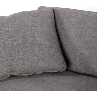 Plume 136" 2-PC Sectional by Four Hands in thames cream. Made from 66% polyester, 19% acrylic, 15% flax, linen, poplar plywood, 60% waterfowl feather, 40% polyester fiber in a modern style.