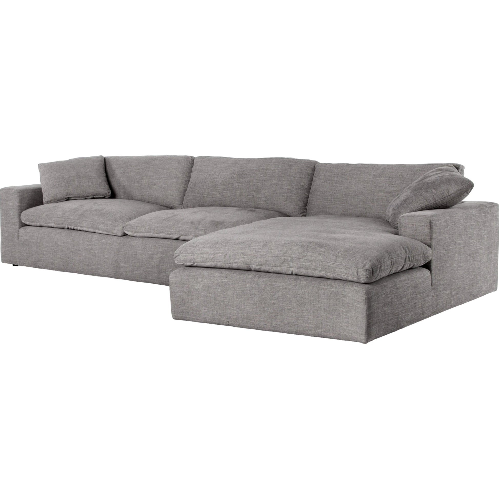 Plume 136" 2-PC Sectional by Four Hands in thames cream. Made from 66% polyester, 19% acrylic, 15% flax, linen, poplar plywood, 60% waterfowl feather, 40% polyester fiber in a modern style.