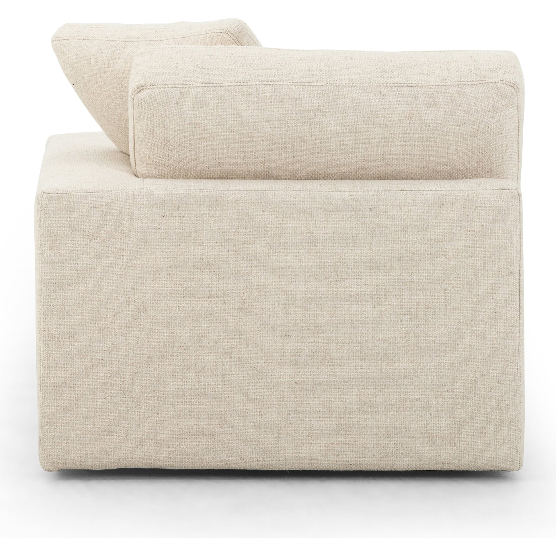 Plume 136" 2-PC Sectional by Four Hands in thames cream. Made from 66% polyester, 19% acrylic, 15% flax, linen, poplar plywood, 60% waterfowl feather, 40% polyester fiber in a modern style.