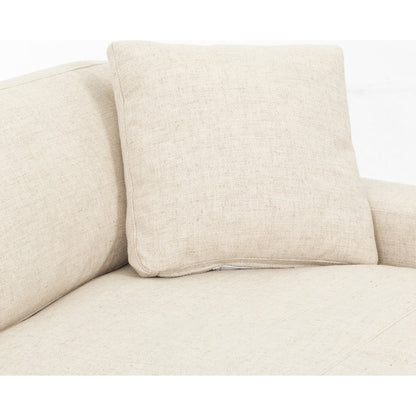 Plume 136" 2-PC Sectional by Four Hands in thames cream. Made from 66% polyester, 19% acrylic, 15% flax, linen, poplar plywood, 60% waterfowl feather, 40% polyester fiber in a modern style.