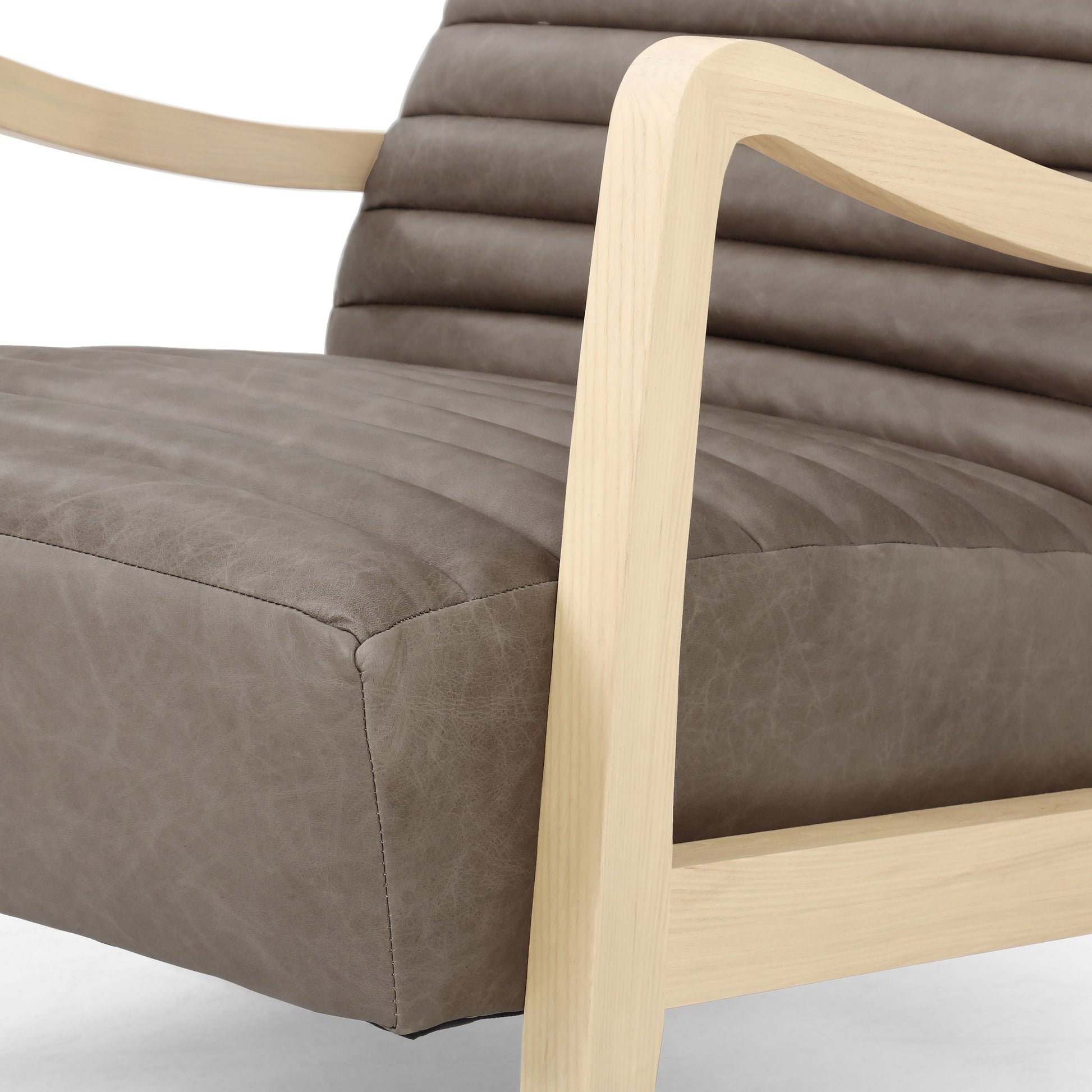 Chance Chair by Four Hands in dakota warm taupe, rubbed sienna brown. Made from top grain leather, solid parawood, 100% polyester in a modern style.