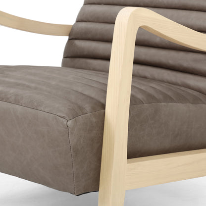 Chance Chair by Four Hands in dakota warm taupe, rubbed sienna brown. Made from top grain leather, solid parawood, 100% polyester in a modern style.