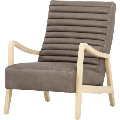 Chance Chair by Four Hands in dakota warm taupe, rubbed sienna brown. Made from top grain leather, solid parawood, 100% polyester in a modern style.