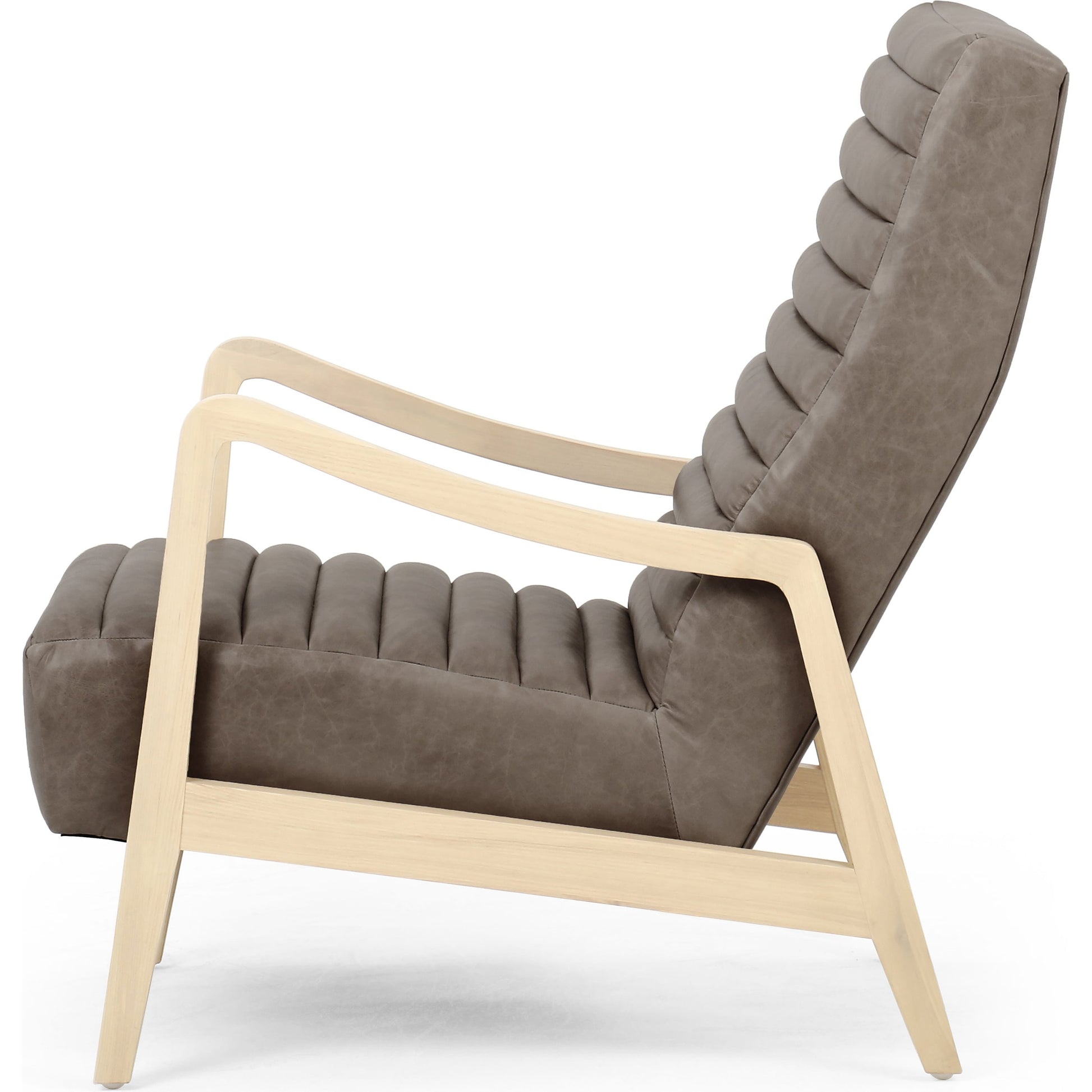 Chance Chair by Four Hands in dakota warm taupe, rubbed sienna brown. Made from top grain leather, solid parawood, 100% polyester in a modern style.