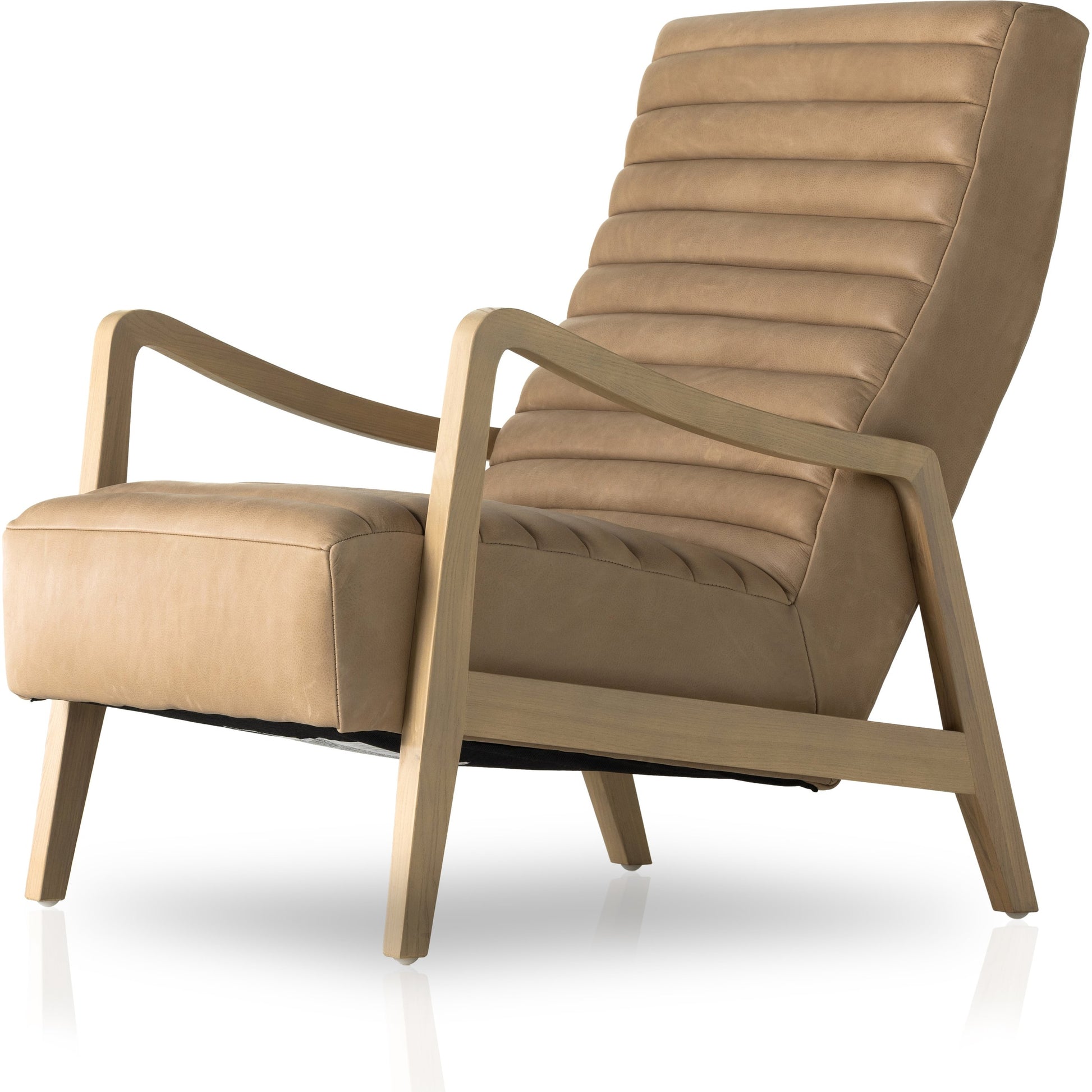 Chance Chair by Four Hands in dakota warm taupe, rubbed sienna brown. Made from top grain leather, solid parawood, 100% polyester in a modern style.