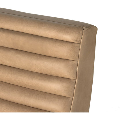 Chance Chair by Four Hands in dakota warm taupe, rubbed sienna brown. Made from top grain leather, solid parawood, 100% polyester in a modern style.