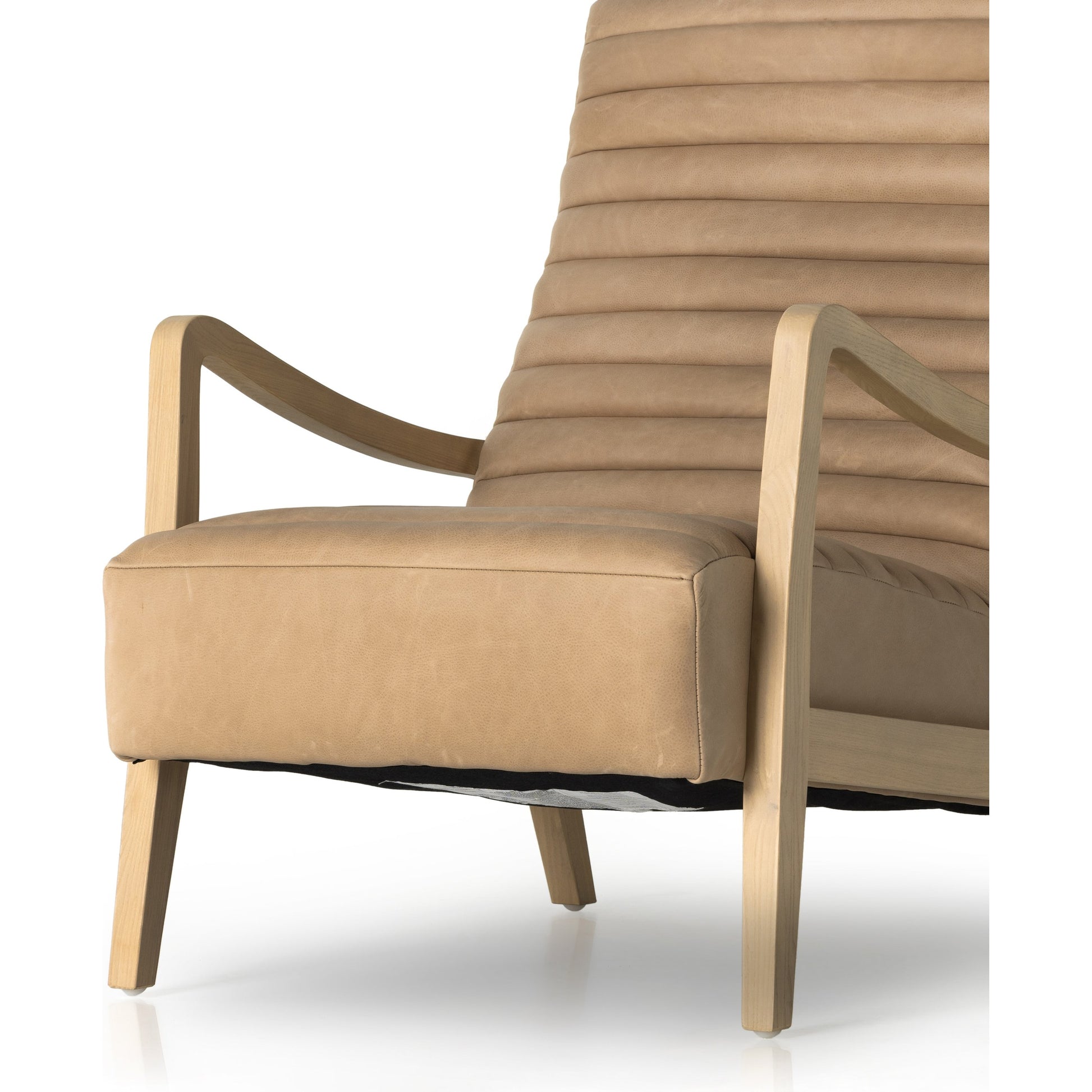 Chance Chair by Four Hands in dakota warm taupe, rubbed sienna brown. Made from top grain leather, solid parawood, 100% polyester in a modern style.