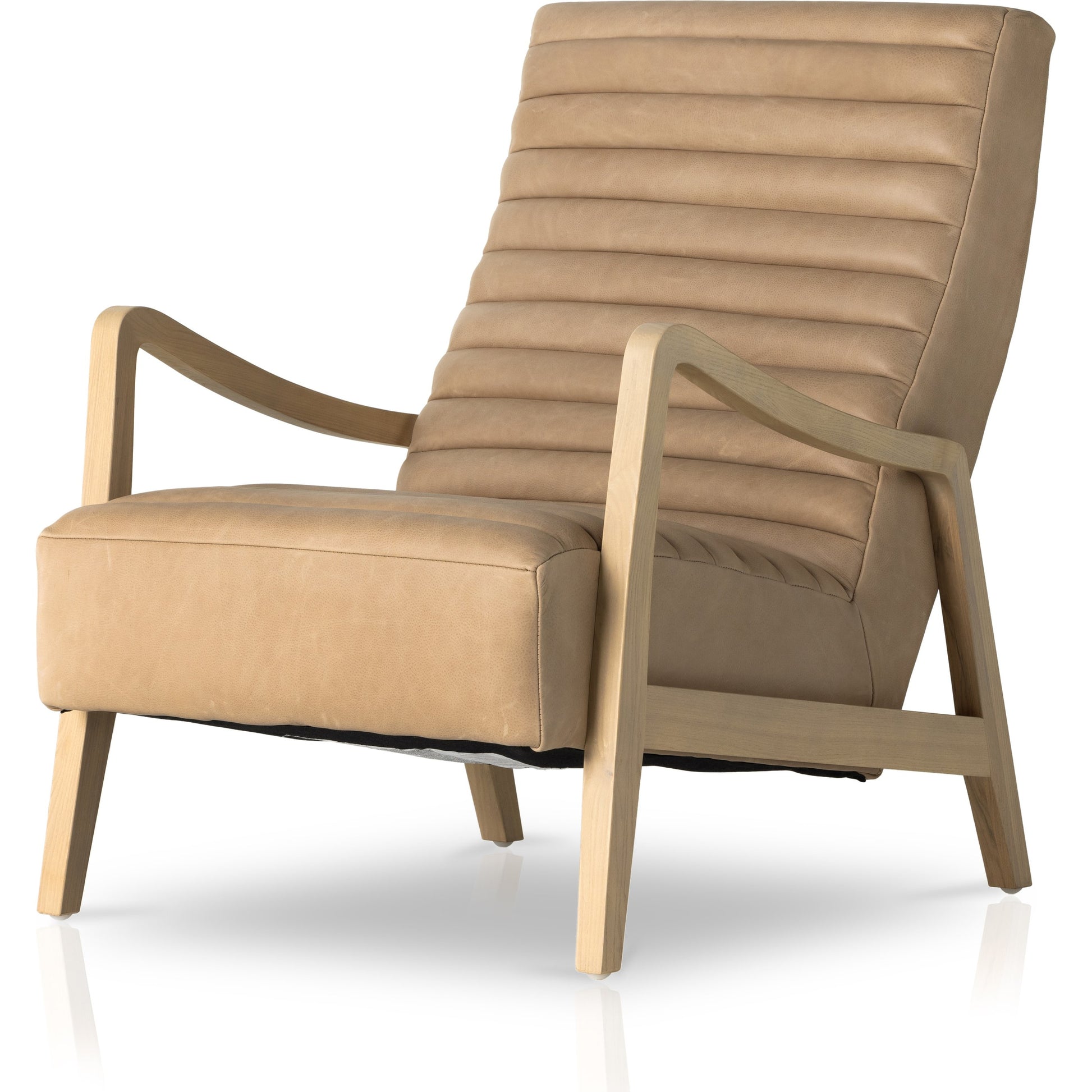 Chance Chair by Four Hands in dakota warm taupe, rubbed sienna brown. Made from top grain leather, solid parawood, 100% polyester in a modern style.