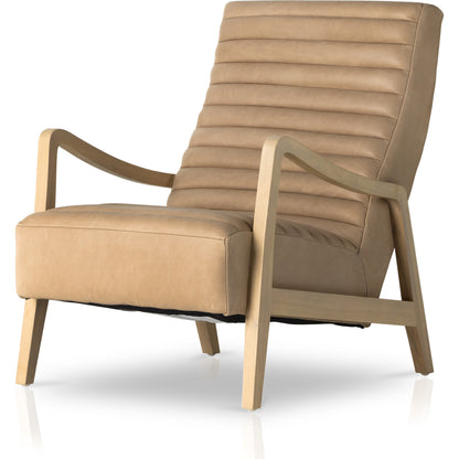 Chance Chair by Four Hands in dakota warm taupe, rubbed sienna brown. Made from top grain leather, solid parawood, 100% polyester in a modern style.