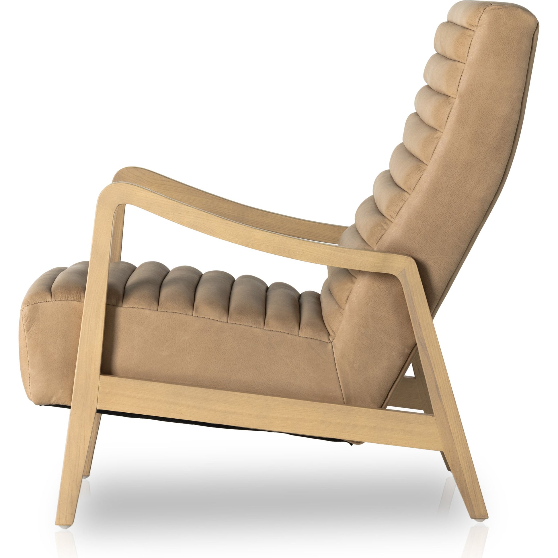 Chance Chair by Four Hands in dakota warm taupe, rubbed sienna brown. Made from top grain leather, solid parawood, 100% polyester in a modern style.