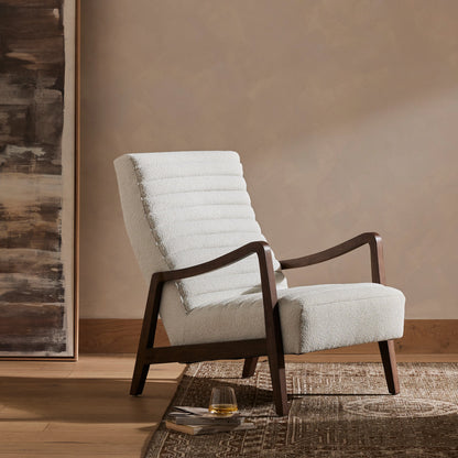 Chance Chair by Four Hands in dakota warm taupe, rubbed sienna brown. Made from top grain leather, solid parawood, 100% polyester in a modern style.