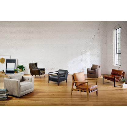 Emmett Sling Chair by Four Hands. Made from top grain leather, iron, 100% polyester in a modern style.