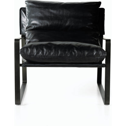Emmett Sling Chair by Four Hands. Made from top grain leather, iron, 100% polyester in a modern style.