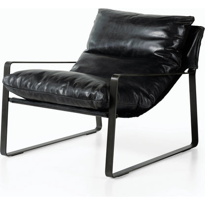 Emmett Sling Chair by Four Hands. Made from top grain leather, iron, 100% polyester in a modern style.