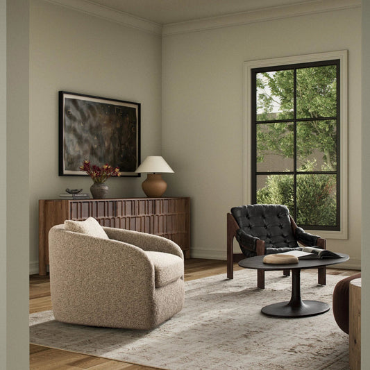 Topanga Swivel Chair by Four Hands. Made from unique in a modern style.