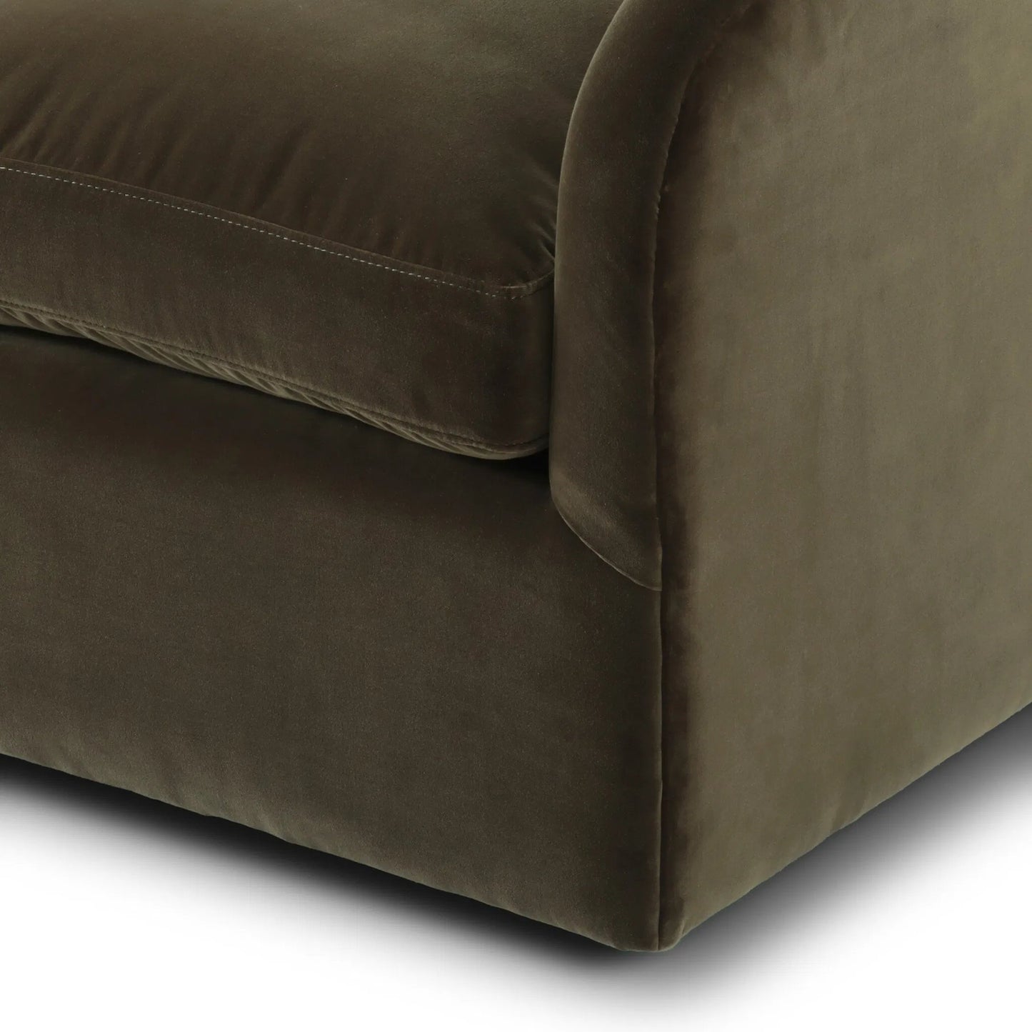 007 SI-2519325 | Closeup | Topanga Swivel Chair by Four Hands in surrey olive. Made from 76.8% cotton, 23.2% polyester in a unique style.