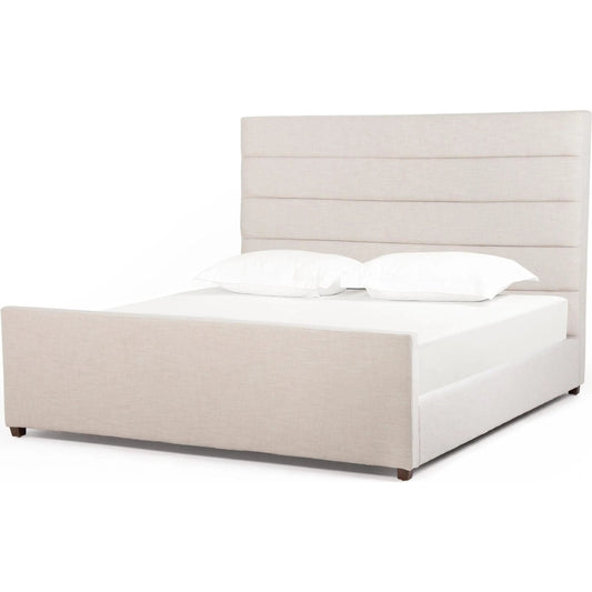 Daphne Bed by Four Hands in cambric ivory, almond. Made from 90% polyester, 10% flax/linen, solid parawood in a unique style.