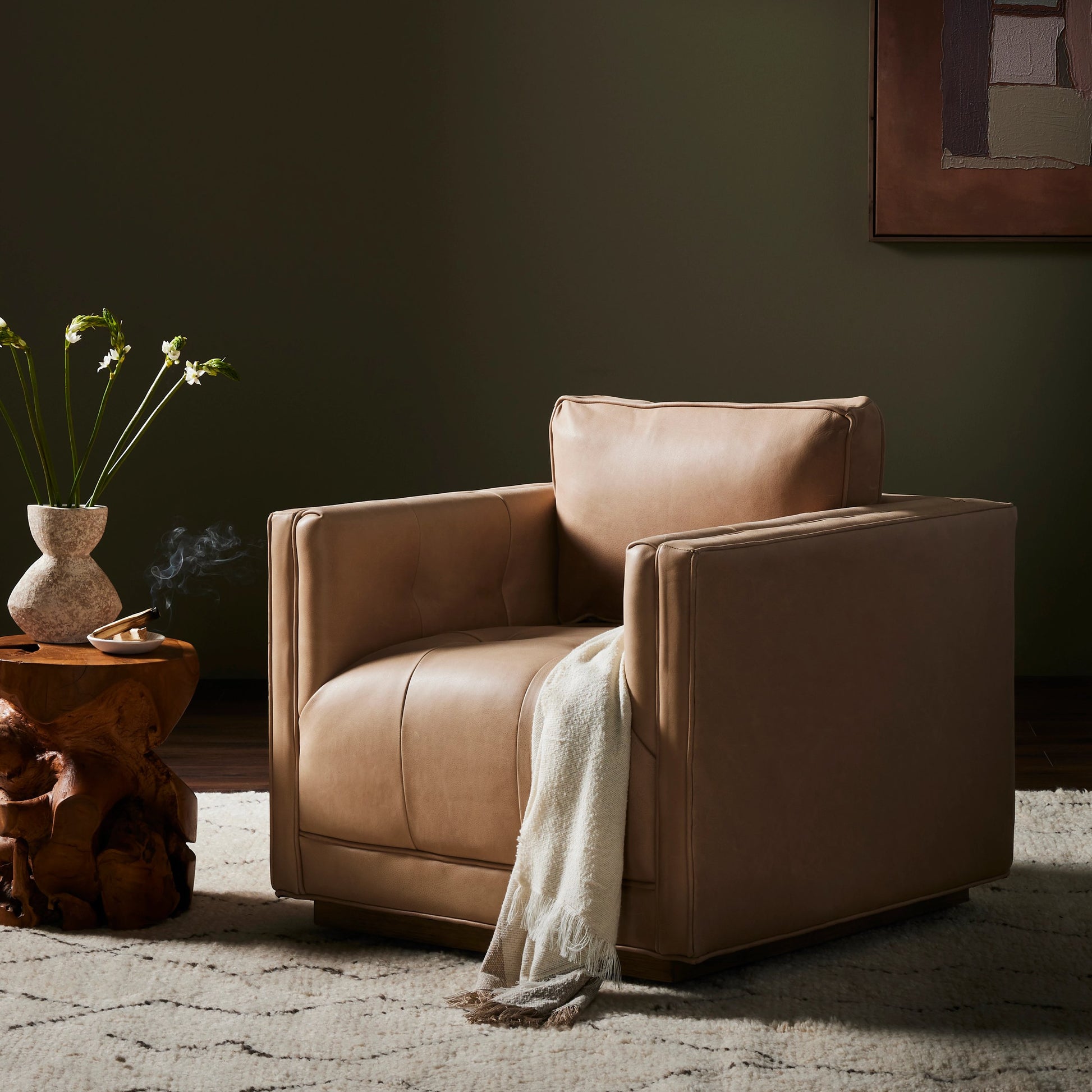 Kiera Swivel Chair by Four Hands. Made from unique in a transitional style.