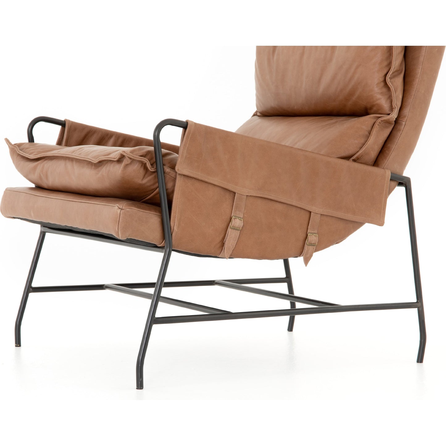 029 SR-810048 | Closeup | Taryn Chair by Four Hands. Made from top grain leather, iron, 100% polyester in a modern style.