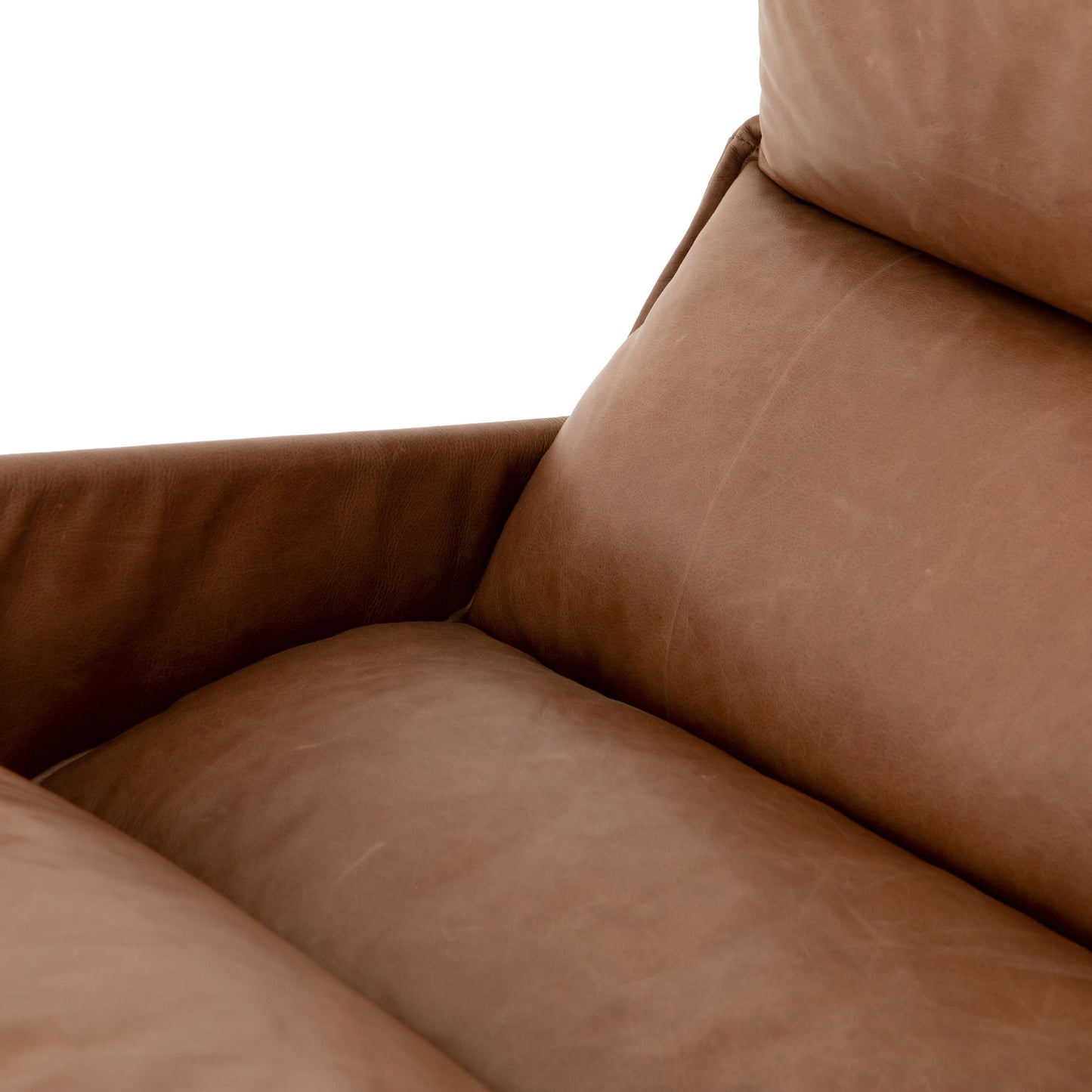 043 SR-810048 | Closeup | Taryn Chair by Four Hands. Made from top grain leather, iron, 100% polyester in a modern style.