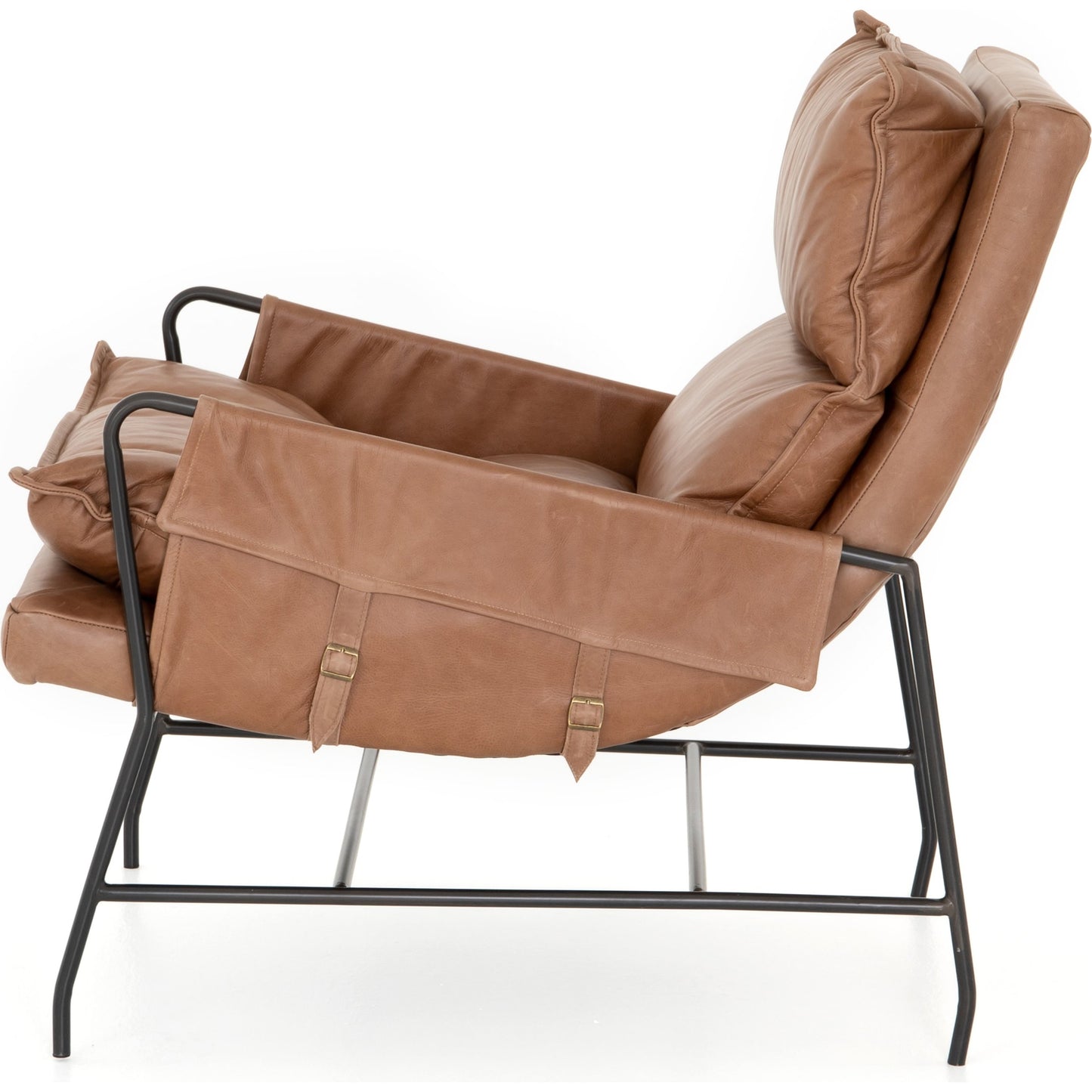 033 SR-810048 | Additional Silo | Taryn Chair by Four Hands. Made from top grain leather, iron, 100% polyester in a modern style.