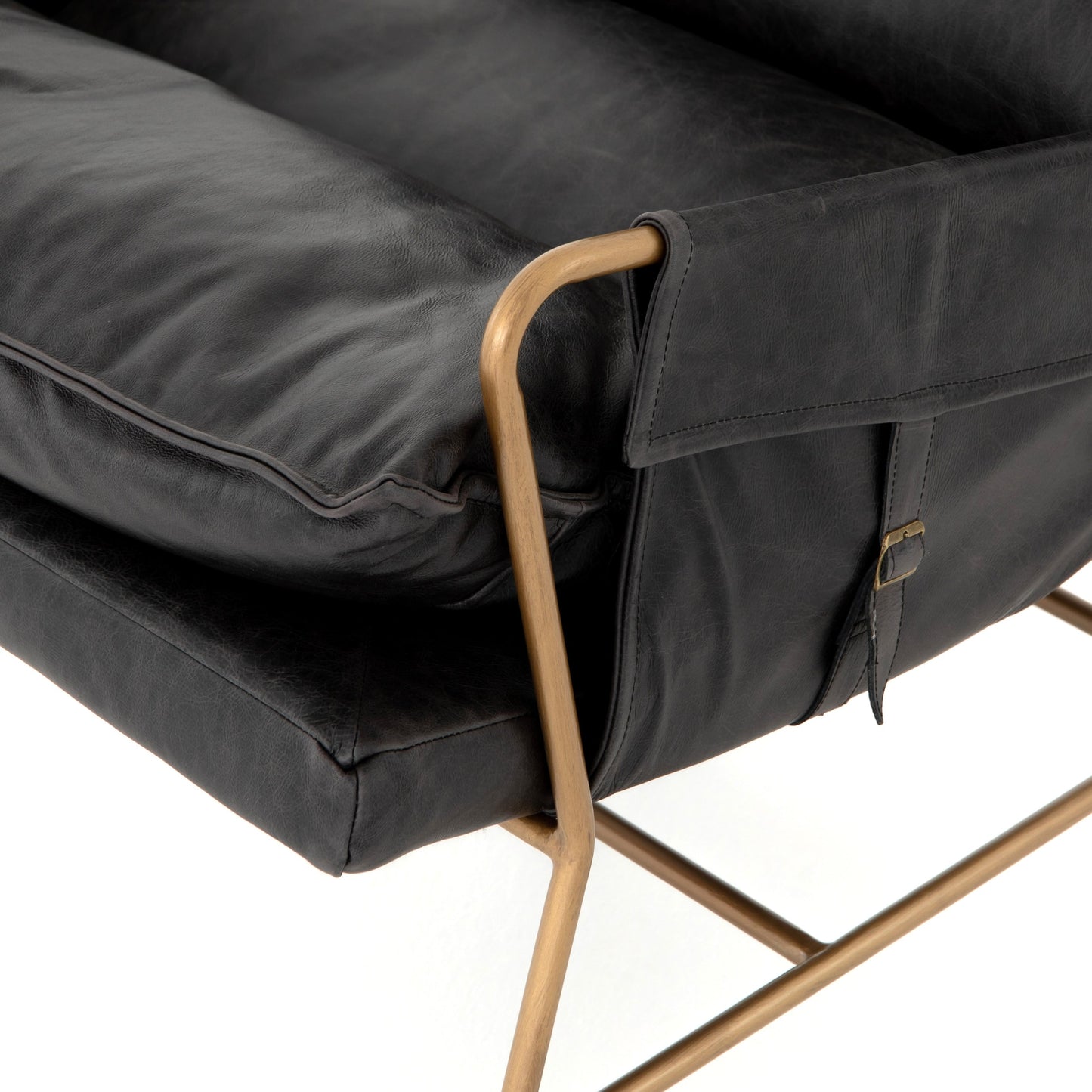 066 SI-1797447 | Closeup | Taryn Chair by Four Hands. Made from top grain leather, iron, 100% polyester in a modern style.