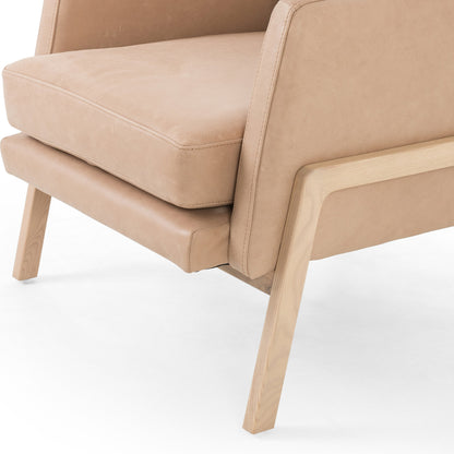 Diana Chair by Four Hands in sonoma butterscotch. Made from top grain leather, solid parawood, 100% polyester in a modern style.