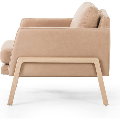 Diana Chair by Four Hands in sonoma butterscotch. Made from top grain leather, solid parawood, 100% polyester in a modern style.