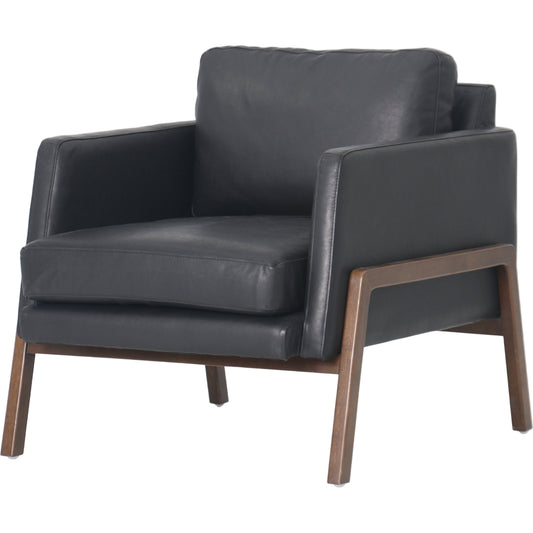 Diana Chair by Four Hands. Made from top grain leather, solid parawood, 100% polyester in a modern style.