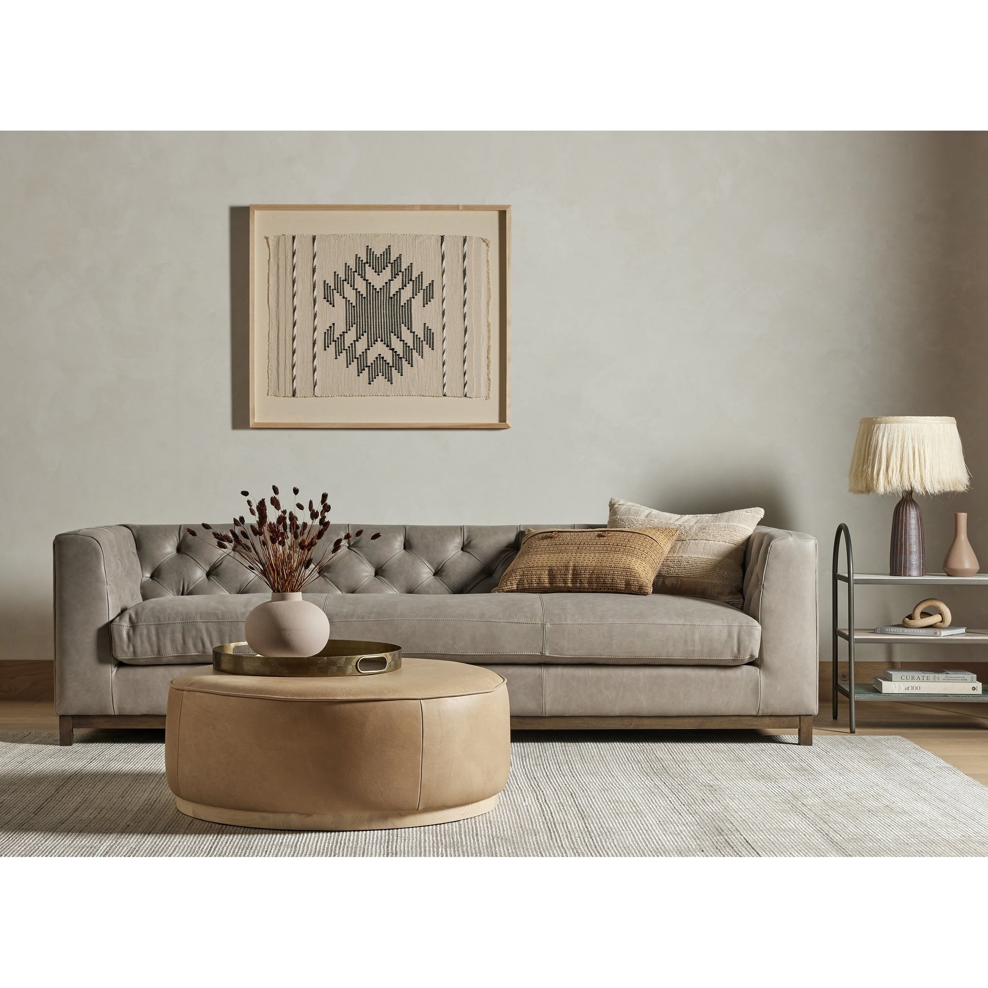 Sinclair Large Round Ottoman by Four Hands. Made from unique in a modern style.