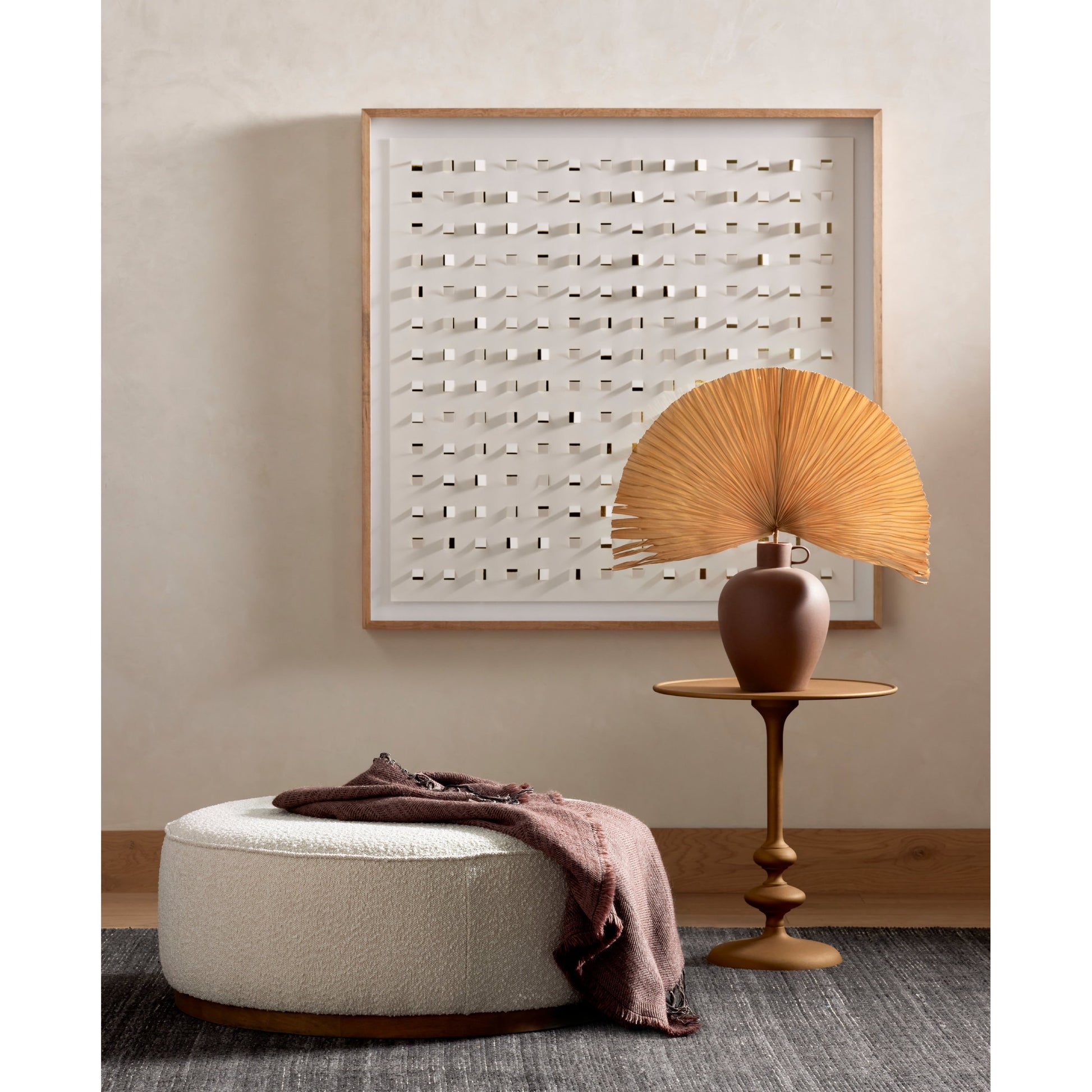 Sinclair Large Round Ottoman by Four Hands. Made from unique in a modern style.