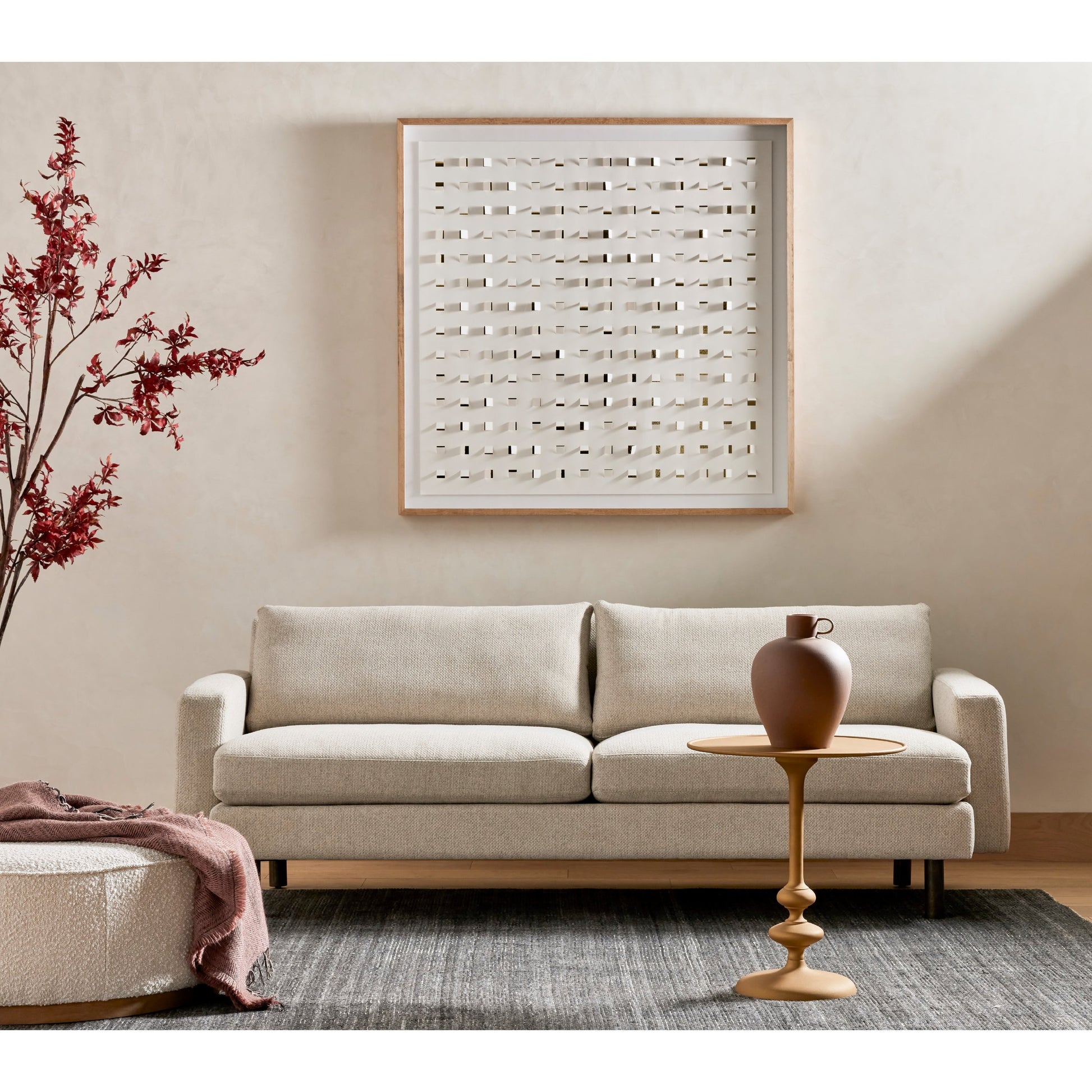 Sinclair Large Round Ottoman by Four Hands. Made from unique in a modern style.