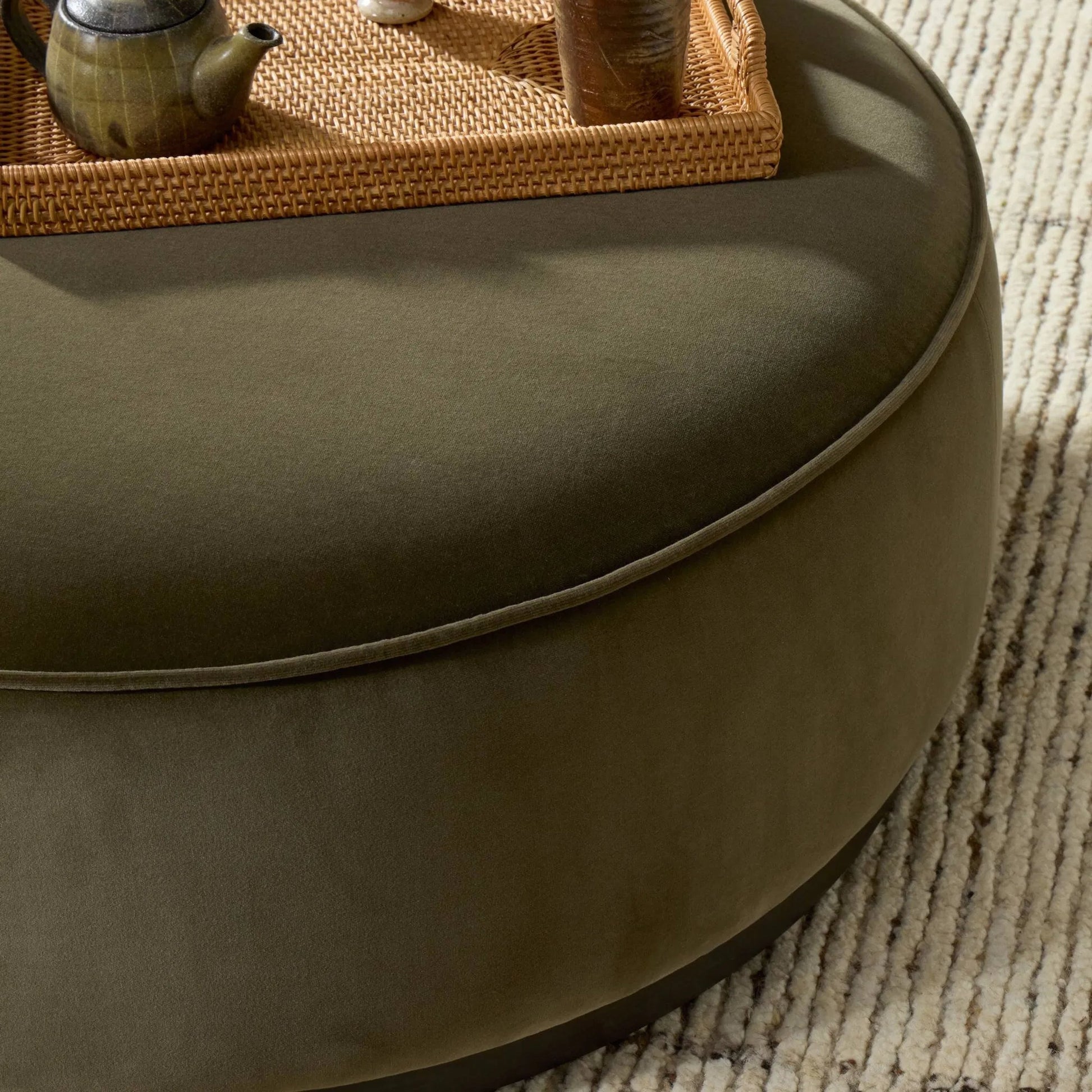 Sinclair Large Round Ottoman by Four Hands. Made from unique in a modern style.