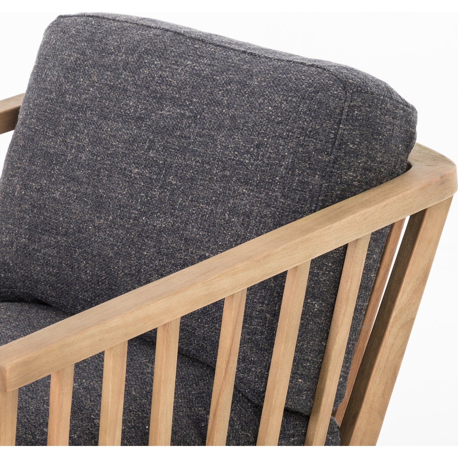 Ariel Chair by Four Hands in thames coal, natural. Made from 66% polyester, 19% acrylic, 15% flax, linen, solid parawood, 100% polyester in a modern style.