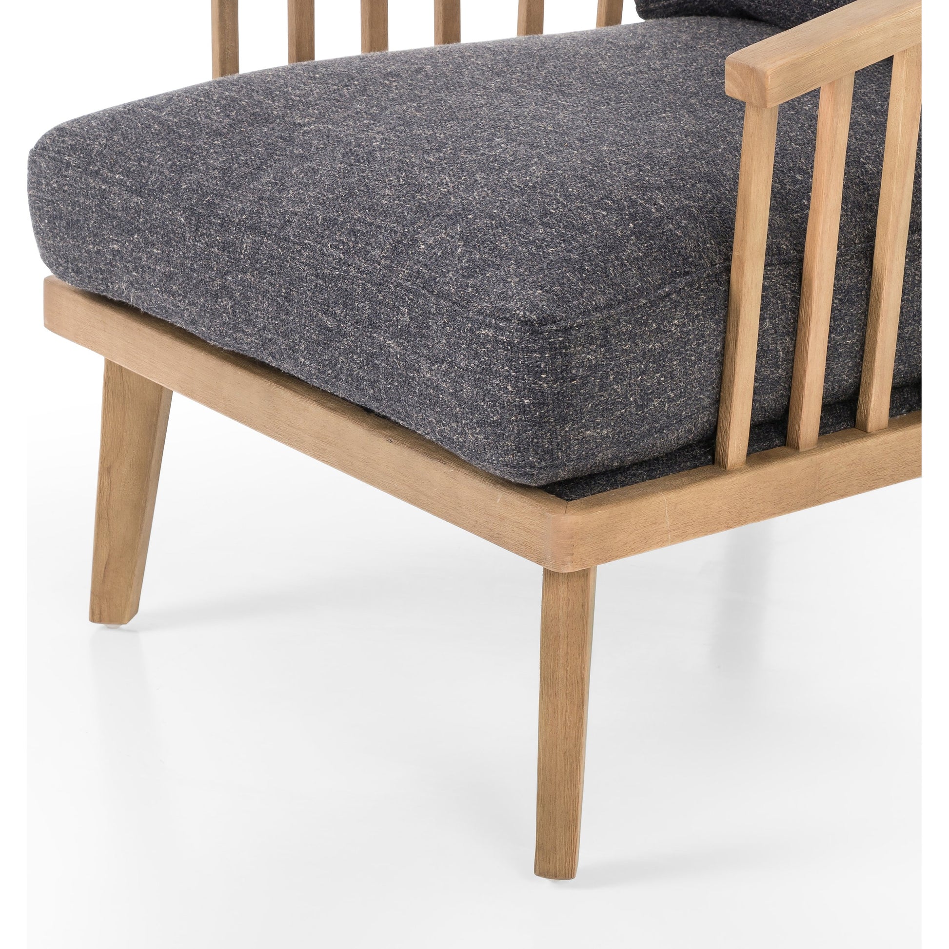 Ariel Chair by Four Hands in thames coal, natural. Made from 66% polyester, 19% acrylic, 15% flax, linen, solid parawood, 100% polyester in a modern style.