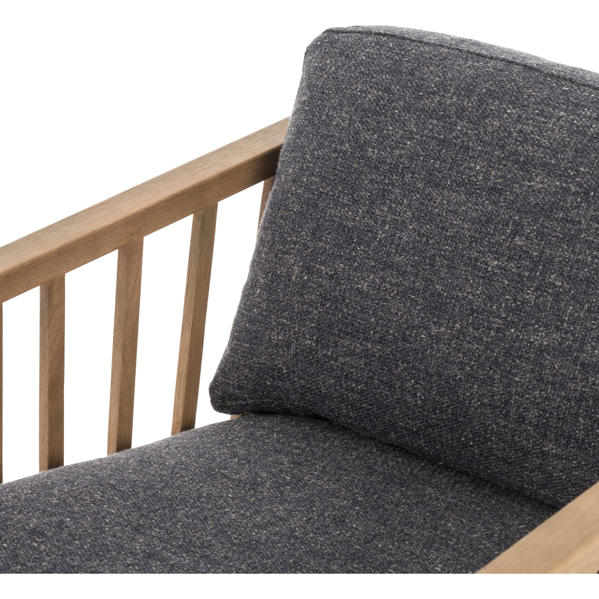 Ariel Chair by Four Hands in thames coal, natural. Made from 66% polyester, 19% acrylic, 15% flax, linen, solid parawood, 100% polyester in a modern style.