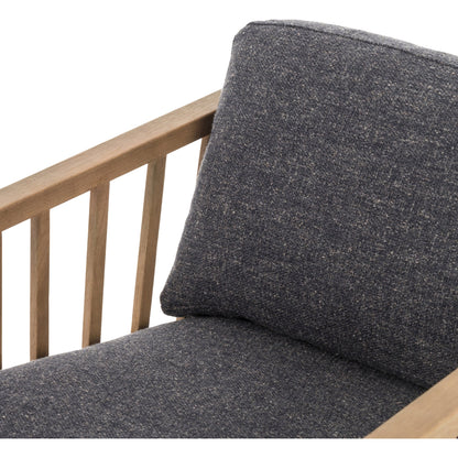 Ariel Chair by Four Hands in thames coal, natural. Made from 66% polyester, 19% acrylic, 15% flax, linen, solid parawood, 100% polyester in a modern style.