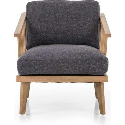 Ariel Chair by Four Hands in thames coal, natural. Made from 66% polyester, 19% acrylic, 15% flax, linen, solid parawood, 100% polyester in a modern style.