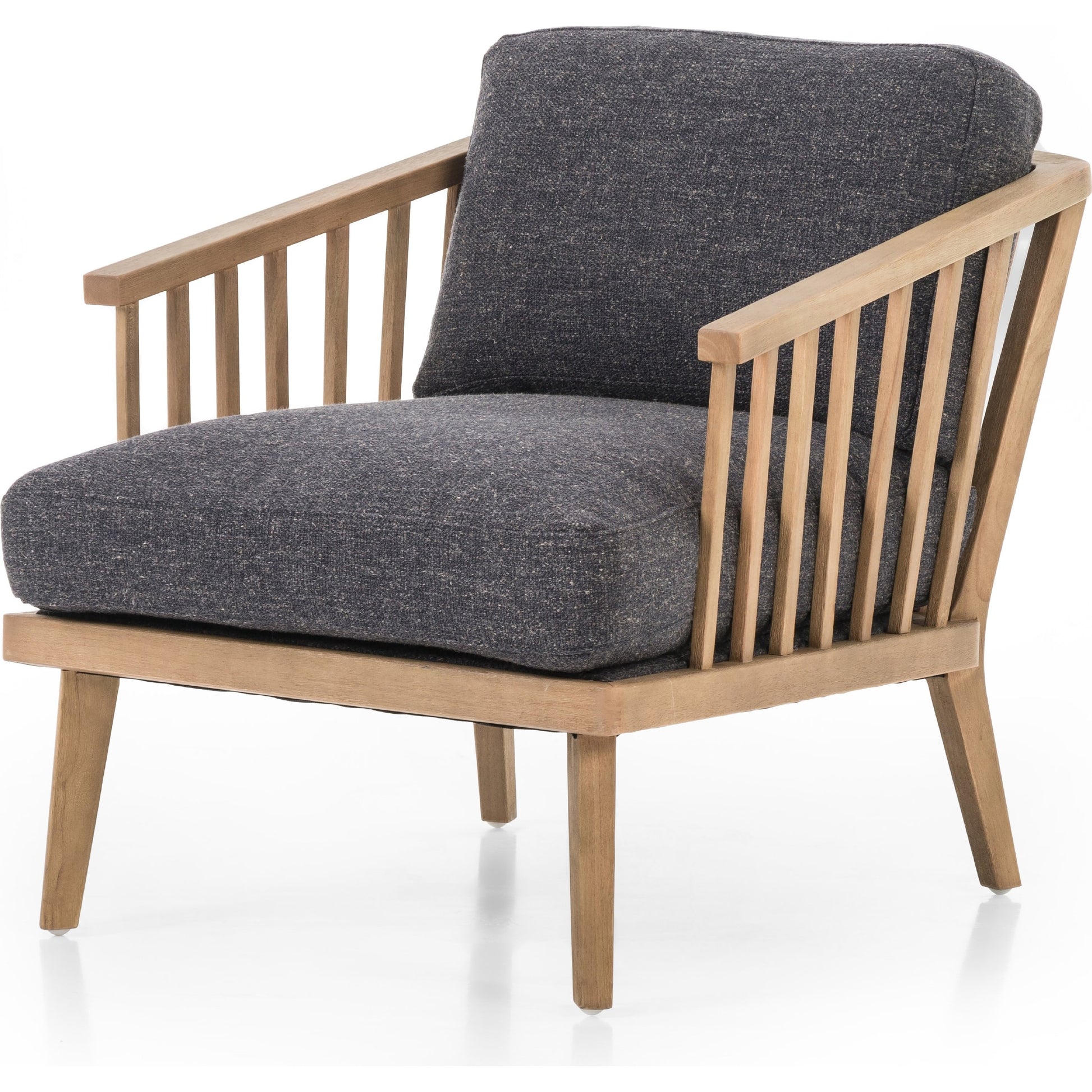 Ariel Chair by Four Hands in thames coal, natural. Made from 66% polyester, 19% acrylic, 15% flax, linen, solid parawood, 100% polyester in a modern style.