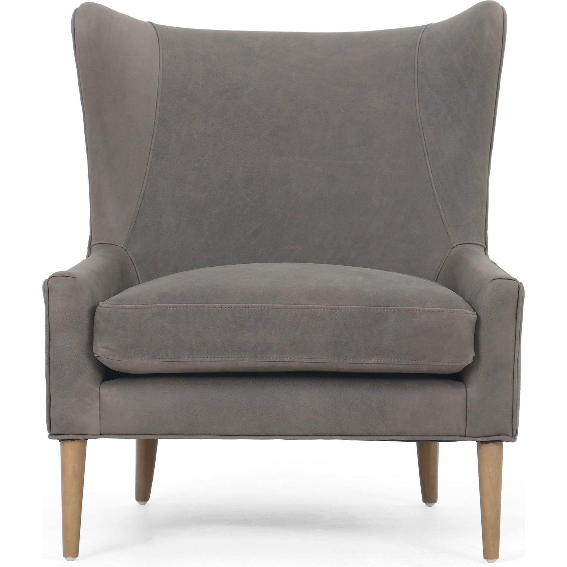 Marlow Wing Chair by Four Hands. Made from top grain leather, solid parawood, 100% polyester in a modern style.