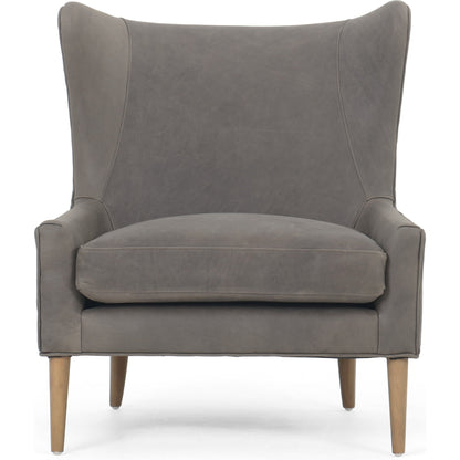 Marlow Wing Chair by Four Hands. Made from top grain leather, solid parawood, 100% polyester in a modern style.