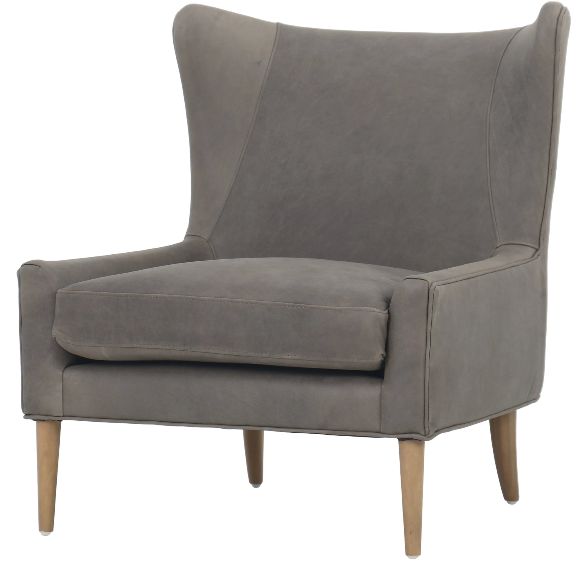 Marlow Wing Chair by Four Hands. Made from top grain leather, solid parawood, 100% polyester in a modern style.