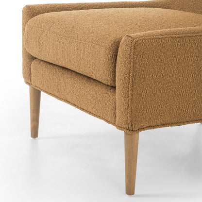 Marlow Wing Chair by Four Hands. Made from top grain leather, solid parawood, 100% polyester in a modern style.