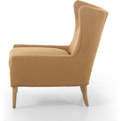 Marlow Wing Chair by Four Hands. Made from top grain leather, solid parawood, 100% polyester in a modern style.