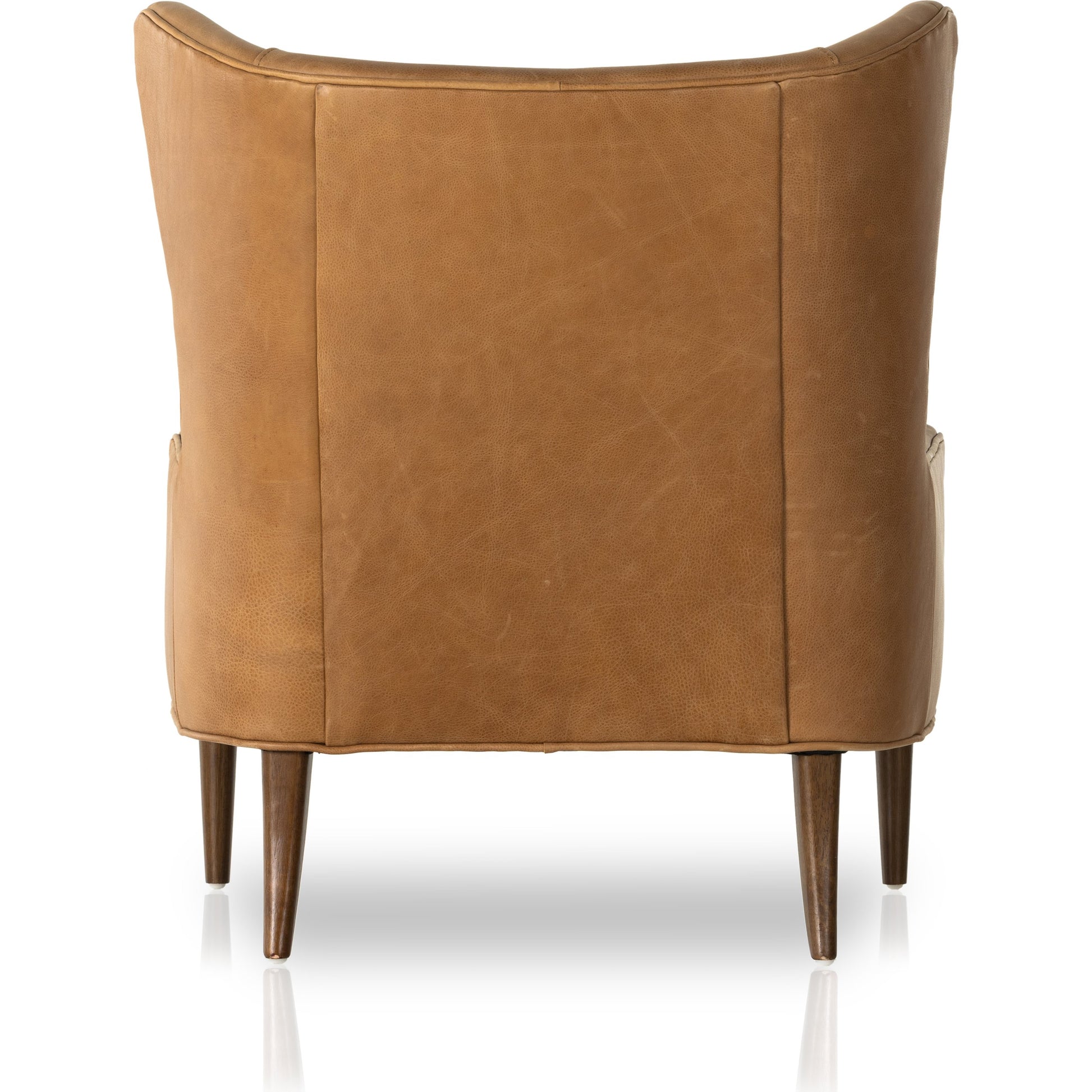 Marlow Wing Chair by Four Hands. Made from top grain leather, solid parawood, 100% polyester in a modern style.
