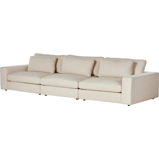 Bloor 3-Piece Sectional by Four Hands in clairmont sand. Made from 71% olefin, 30% polyester, solid pine, 50% fiber, 50% down in a modern style.
