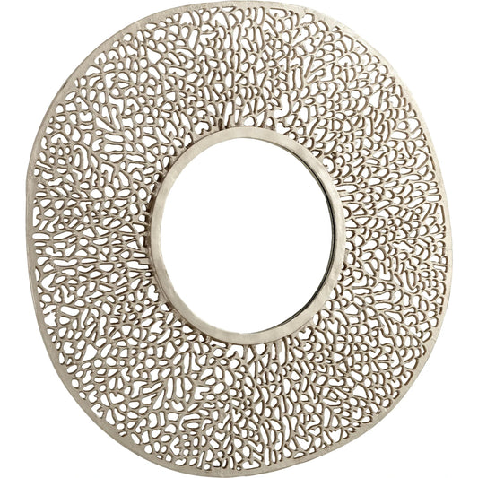 Dores Mirror by Cyan Design in nickel. Made from aluminum, mirrored glass in a coastal style.
