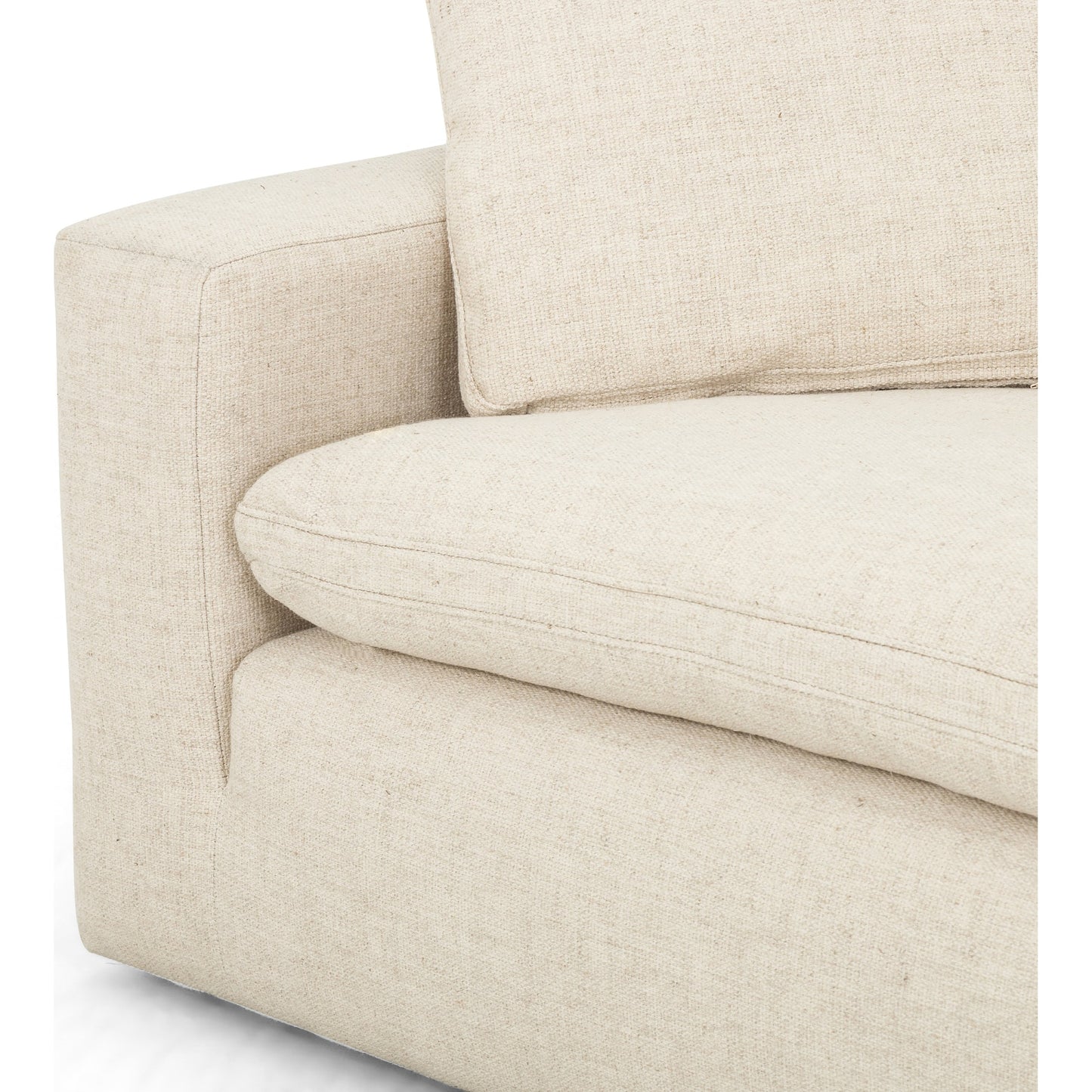 010 SI-1798914 | Additional Silo | Plume Sofa by Four Hands in thames cream. Made from 66% polyester, 19% acrylic, 15% flax, linen, poplar plywood, 60% waterfowl feather, 40% polyester fiber in a modern style.