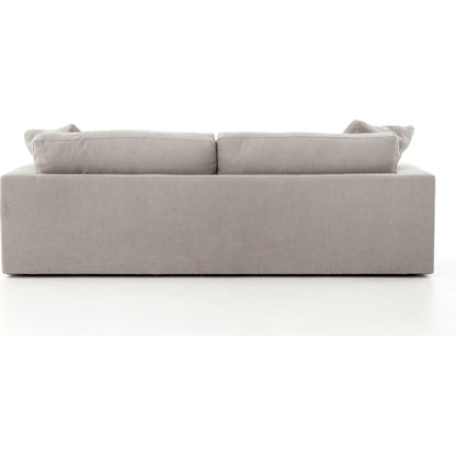 Plume Sofa by Four Hands in thames cream. Made from 66% polyester, 19% acrylic, 15% flax, linen, poplar plywood, 60% waterfowl feather, 40% polyester fiber in a modern style.